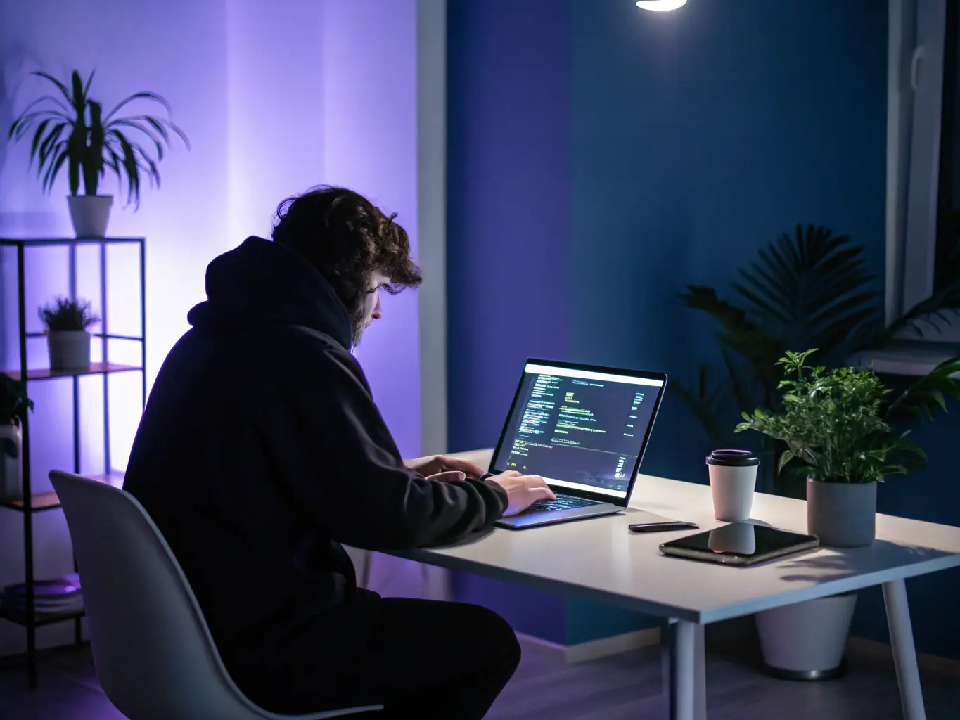 A person confidently coding with Python on a laptop, surrounded by AI-related icons, illustrating the power of combining Python and AI skills.